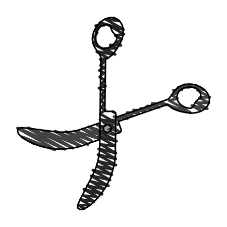 Medical scissors doodle over white background vector illustrationのイラスト素材