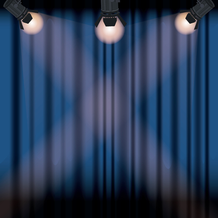 color background stage cinema curtain with spotlights vector illustrationのイラスト素材