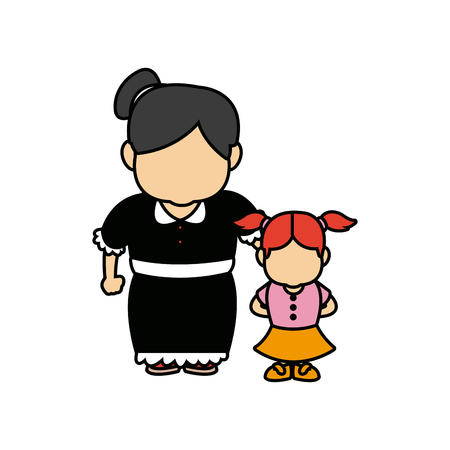 little girl and grandmother together family vector illustrationのイラスト素材