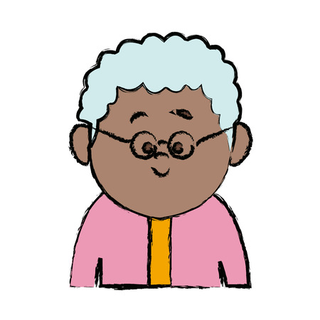 portrait senior woman female cartoon person vector illustrationのイラスト素材