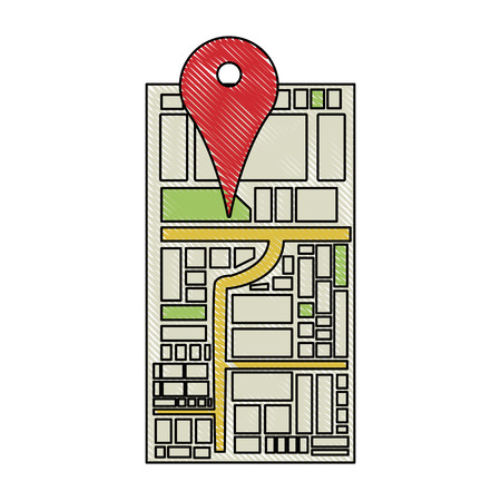 gps map navigation with pointers isolated on white background vector illustrationのイラスト素材