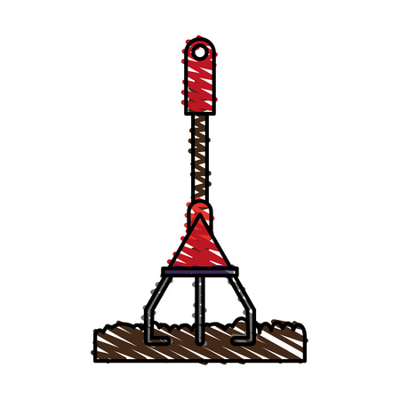 rake gardening tool icon image vector illustration scrawlのイラスト素材