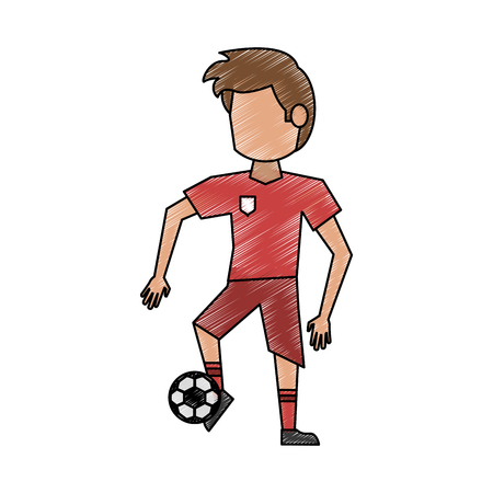 Colorful doodle soccer over white background vector illustrationのイラスト素材