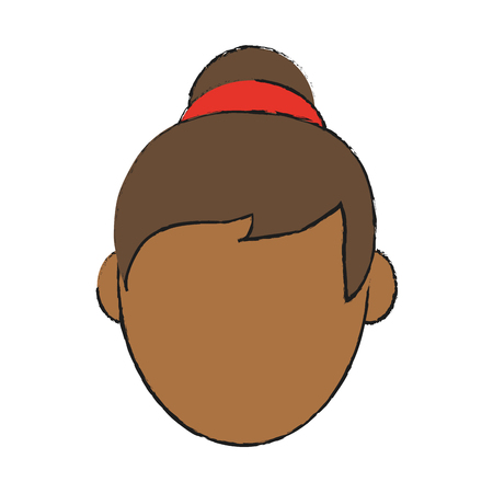 Colorful doodle woman head over white background vector illustrationのイラスト素材