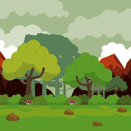 colorful background with rocky mountains and forest landscape vector illustrationのイラスト素材