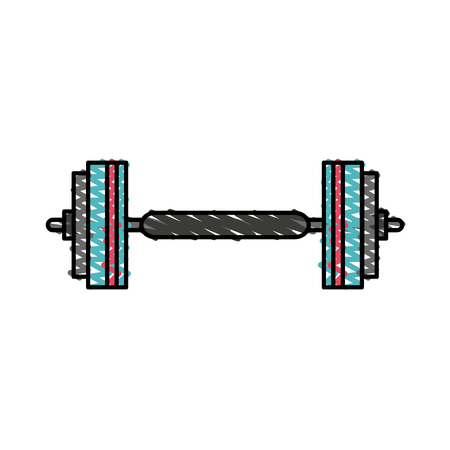 Colorful barbell doodle over white background vector illustrationのイラスト素材