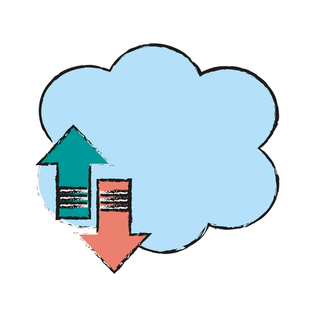 Colorful cloud and arrows doodle over white background vector illustrationのイラスト素材