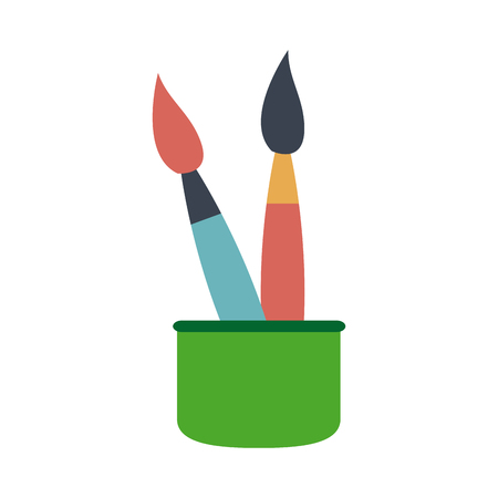 cup with writing utensils paint brush in flat design style vector illustrationのイラスト素材