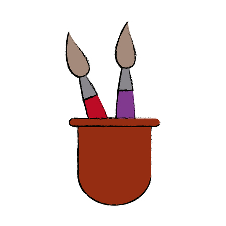 school cup with artistic utensils paint brush education vector illustrationのイラスト素材
