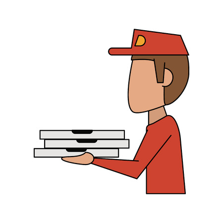 pizza food delivery guy avatar icon image vector illustration designのイラスト素材