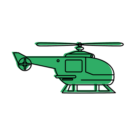 helicopter sideview icon image vector illustration design  green colorのイラスト素材