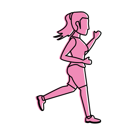 woman avatar running icon image vector illustration design  pink colorのイラスト素材