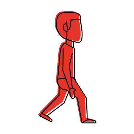 man walking avatar icon image vector illustration design  red colorのイラスト素材