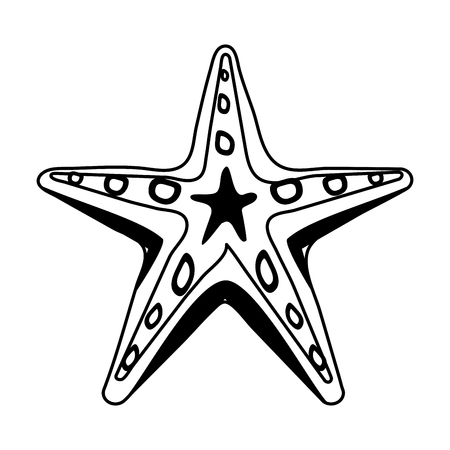 starfish or sea star icon image vector illustration design  black and whiteのイラスト素材