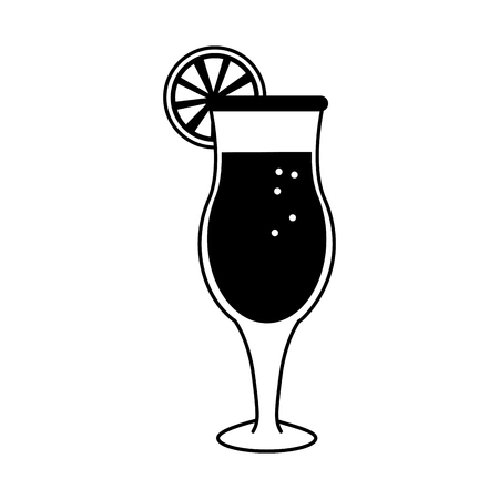 tropical cocktail with garnish icon image vector illustration design  black and whiteのイラスト素材