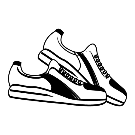 single sneaker sport shoe icon image vector illustration design  black and whiteのイラスト素材