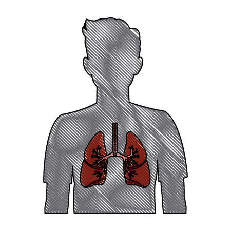 human silhouette with respiratory system vector illustrationのイラスト素材