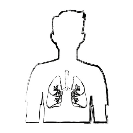 human silhouette with respiratory system vector illustrationのイラスト素材