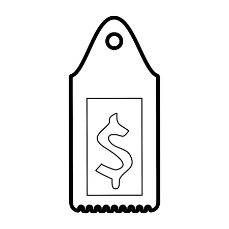 Flat line uncolored price tag over white background vector illustrationのイラスト素材