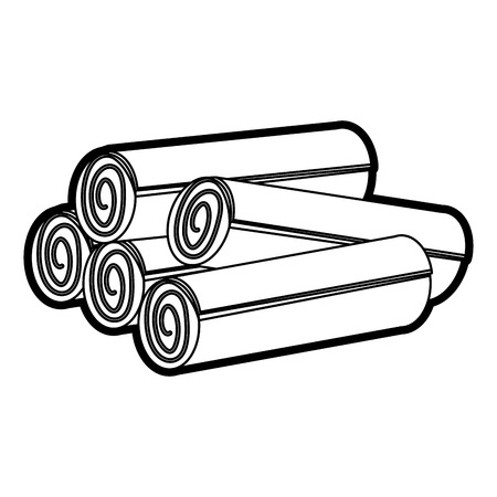 Flat line uncolored towels over white background vector illustrationのイラスト素材