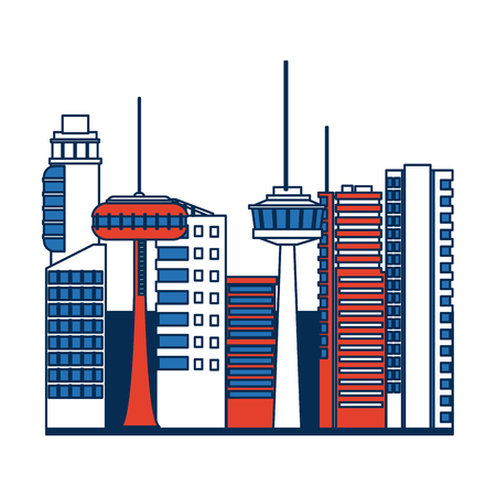 city architectural modern buildings in panoramic view vector illustrationのイラスト素材