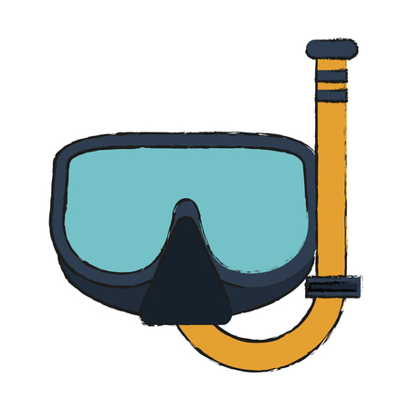 Colorful snorkel doodle over white background vector illustrationのイラスト素材