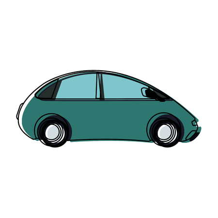 futuristic car vehicle smart autonomous side view vector illustrationのイラスト素材