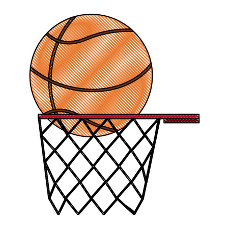 orange basketball ball basket sport equipment competition sphere play gameのイラスト素材