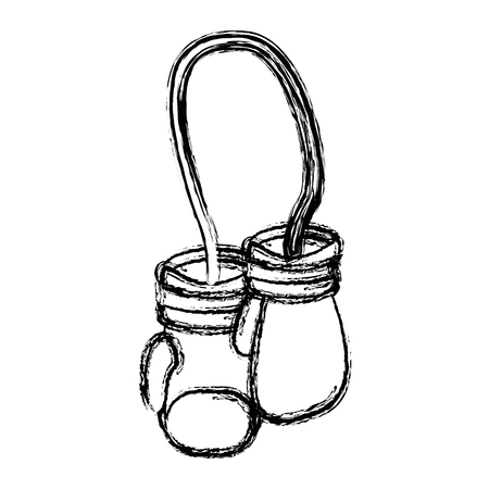 hanging boxing gloves sport accessories protection vector illustrationのイラスト素材