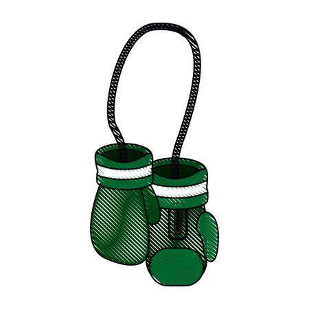 hanging boxing gloves sport accessories protection vector illustrationのイラスト素材