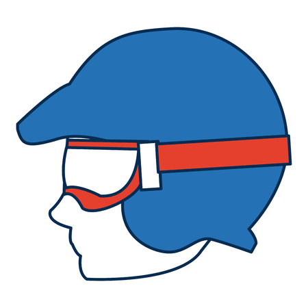 Profile man head with helmet and glasses sport protection vector illustrationのイラスト素材