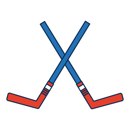 Two crossed hockey sticks equipment match game vector illustrationのイラスト素材