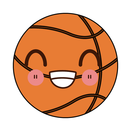 Kawaii basketball ball sport sphere game cartoon vector illustrationのイラスト素材
