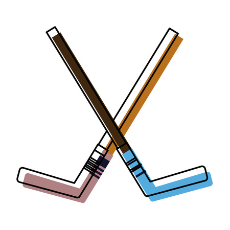 two crossed hockey sticks equipment match game vector illustrationのイラスト素材