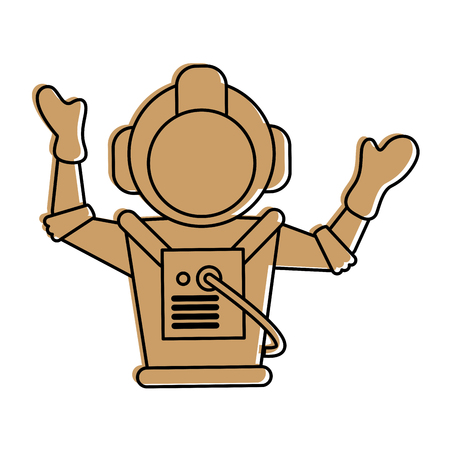 astronaut hand up icon image vector illustration design  beige colorのイラスト素材