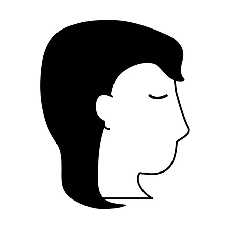 head of woman sideview icon image vector illustration design  black and whiteのイラスト素材