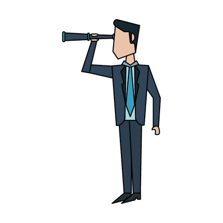 businessman looking through telescope avatar icon image vector illustration designのイラスト素材