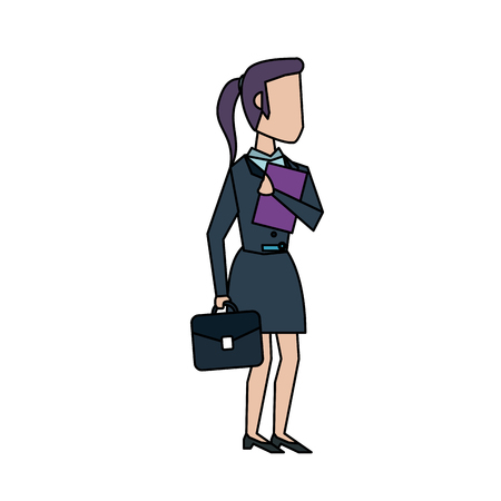 business woman carrying briefcase avatar icon image vector illustration designのイラスト素材