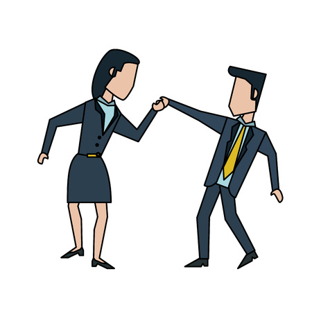 businessman and woman colleagues avatar icon image vector illustration designのイラスト素材