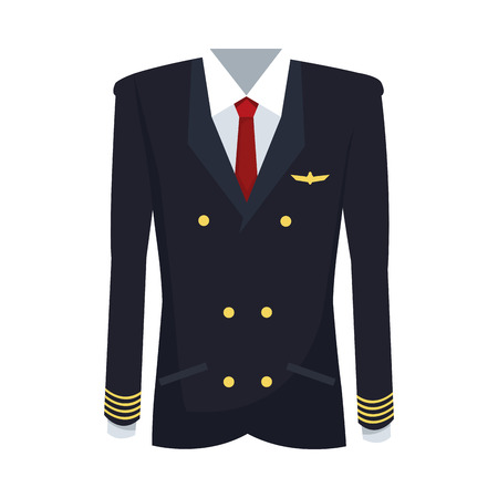 pilot captain aviator uniform coat with golden badge wings vector illustrationのイラスト素材