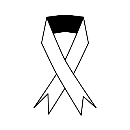 awareness ribbon icon image vector illustration design  black and whiteのイラスト素材