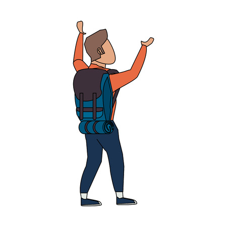 male tourist hiking icon image vector illustration designのイラスト素材