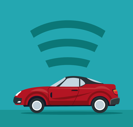 color background of sport red car vehicle with location sygnal vector illustrationのイラスト素材