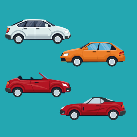 color background of set with modern car vehicle transport vector illustrationのイラスト素材