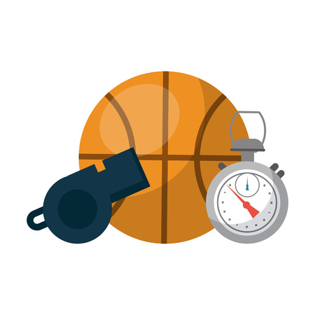 basketball ball with whistle and chronometer sports related icon image vector illustration designのイラスト素材