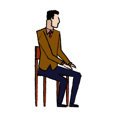 businessman sitting on chair taking a break vector illustrationのイラスト素材