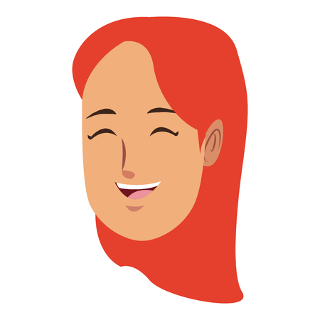 girl smiling character with close eyes portrait vector illustrationのイラスト素材