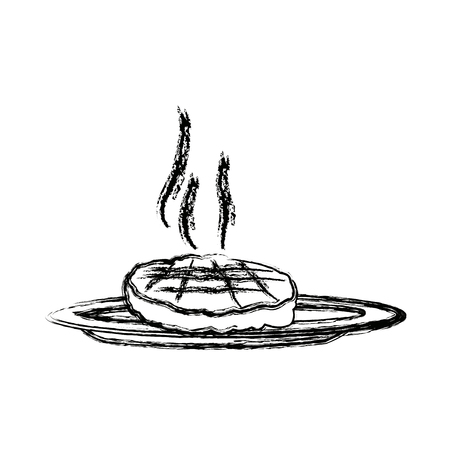 steak beef grilled food on a plate vector illustrationのイラスト素材