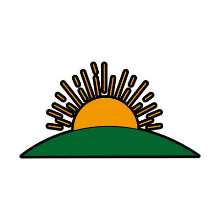 sun field grass landscape image vector illustrationのイラスト素材