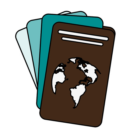 passport with planet on cover icon image vector illustration designのイラスト素材